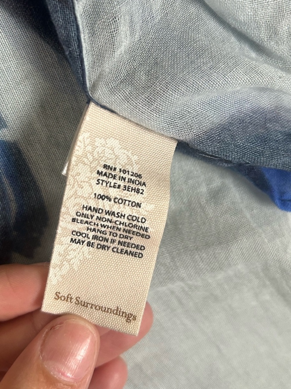 Soft Surroundings Blue and Gray Tie-Dye swim cover - Picture 3 of 8